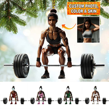 Joycorners Custom Name Woman Gym Work Out Santa Ornament, Gymnastics Christmas Gift89 2D Flat LM2111