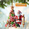 Joycorners Custom Name Baking Santa Ornament, Christmas Gift for Baker 2D Flat LM2111