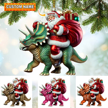 Joycorners Custom Name Dragon Santa Ornament, Dinosaur Ornament, Dragon Lover Christmas Gift 2D Flat LM2111
