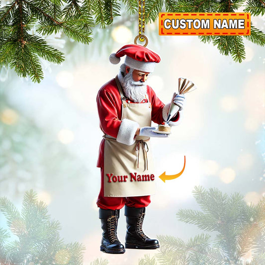 Joycorners Custom Name Bakery Santa Ornament, Christmas Gift 2D Flat LM2211
