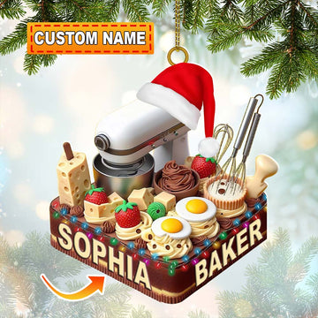 Joycorners Making Cake Christmas Ornament, Personalized Ornament 2D Flat LM2211