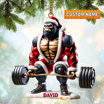 Joycorners King Kong Weight Lifting Christmas Ornament, Personalized Ornament 2D Flat LM2211