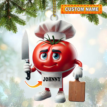 Joycorners Tomato Chef Christmas Ornament, Personalized Ornament 2D Flat LM2211