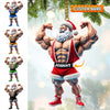 Joycorners Custom Name Gym Work Out Santa Ornament, Gymnastics Christmas Gift 2D Flat LM2111