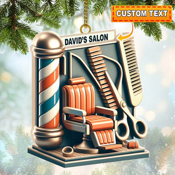 Joycorners Custom Name Hair Salon Ornament, Hair Salon Christmas Decoration 2D Flat LM2111