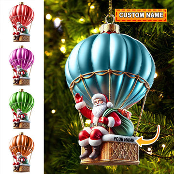 Joycorners Custom Name Santa Hot Air Balloon Ornament, Santa Christmas Gift 2D Flat LM2111