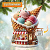 Joycorners Custom Name Santa Ice Cream Ornament, Santa Christmas Gift 2D Flat LM2111