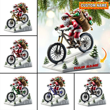 Joycorners Santa Bike Ornament, Personalized Ornament 2D Flat LM2211