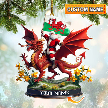 Joycorners Custom Name Santa Dragon Ornament, Christmas Gift for Dragon Lover4 2D Flat LM2111