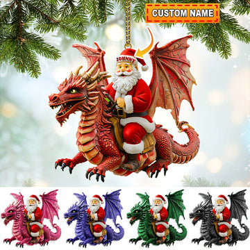 Joycorners Custom Name Santa Dragon Ornament, Christmas Gift for Dragon Lover86 2D Flat LM2111