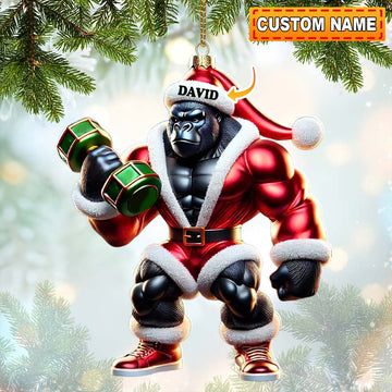 Joycorners Black Kong Dumbbell Lift Christmas Ornament, Personalized Ornament 2D Flat LM2211