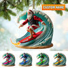 Joycorners Custom Name Santa Surfing Ornament, Christmas Gift Decoration 2D Flat LM2111