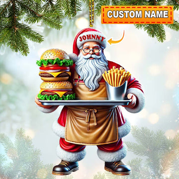 Joycorners Custom Name Fast Food Santa Ornament, Santa Christmas Gift Decoration 2D Flat LM2111
