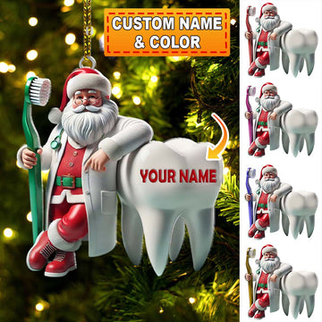 Joycorners Custom Name Dentist Ornament, Dentist Christmas Gift3 2D Flat LM2111