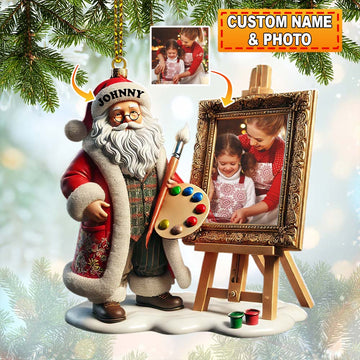 Joycorners Custom Name and Photo Santa Ornament, Christmas Gift for Family 2D Flat LM2111