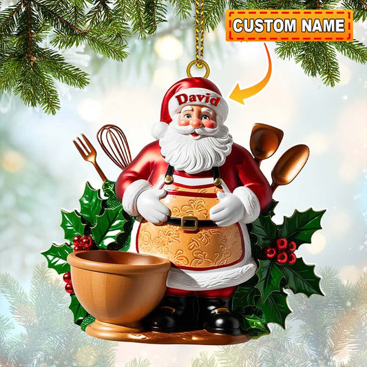 Joycorners Custom Name Baker Santa Ornament, Christmas Gift for Baking Lover 2D Flat LM2211