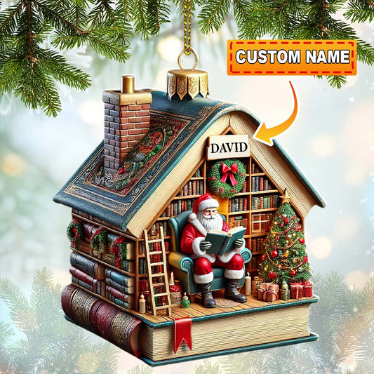 Joycorners Santa Book Store Christmas Ornament, Personalized Ornament 2D Flat LM2211
