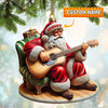 Joycorners Custom Name Santa with Guitar Ornament, Santa Christmas Gift 2D Flat LM2111