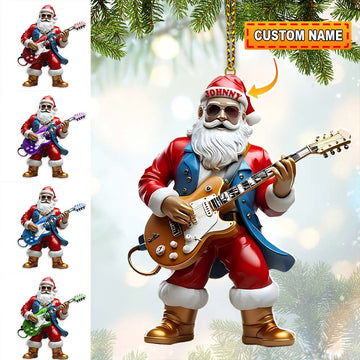 Joycorners Custom Name Santa Guitar Ornament, Santa Christmas Gift 2D Flat LM2111