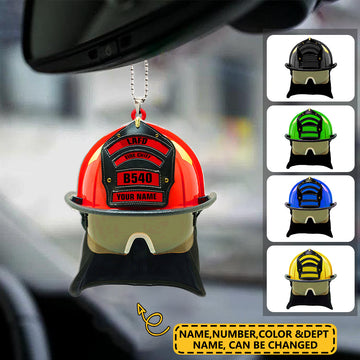 Joycorners Personalized Firefighter Helmet Ornament-Gift For Firefighter 2D Flat LM1611