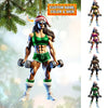 Joycorners Custom Name Woman Gym Work Out Santa Ornament, Gymnastics Christmas Gift 2D Flat LM2111