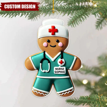 Joycorners Bread Nurse Custom Name Ornament, Christmas Gift For Nurses | Cyan TU1611