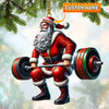 Joycorners Custom Name Gym Work Out Santa Ornament, Gymnastics Christmas Gift8 2D Flat LM2211