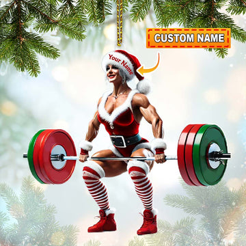 Joycorners Custom Name Woman Gym Ornament, Gymnastics Christmas Decoration 2D Flat LM2111
