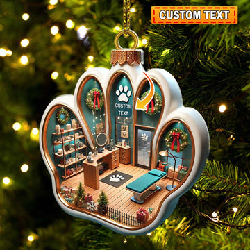 Joycorners Custom Name Pet Grooming Shop Ornament, Christmas Gift for Pet Groomer 2D Flat LM2111