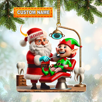 Joycorners Custom Name Dentist Ornament, Dentist Christmas Gift5 2D Flat LM2111
