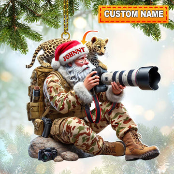 Joycorners Custom Name Photographer Santa Ornament, Photographer Christmas Gift Decoration25 2D Flat LM2111