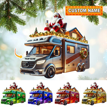 Joycorners Custom Name Santa Truck Ornament, Santa Christmas Gift 2D Flat LM2111