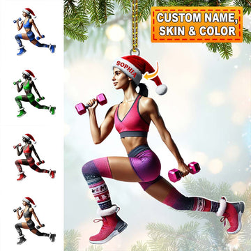 Joycorners Custom Name Gym Work Out Woman Ornament, Gymnastics Christmas Gift 2D Flat LM2111