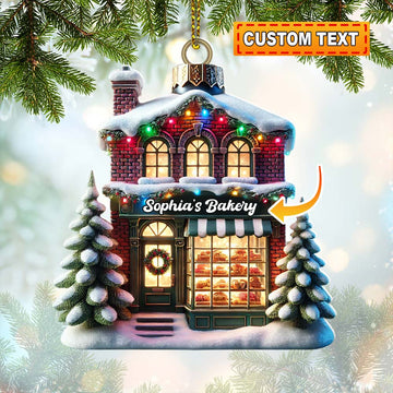 Joycorners Custom Christmas House Ornament, Personalized Ornament 2D Flat LM2211