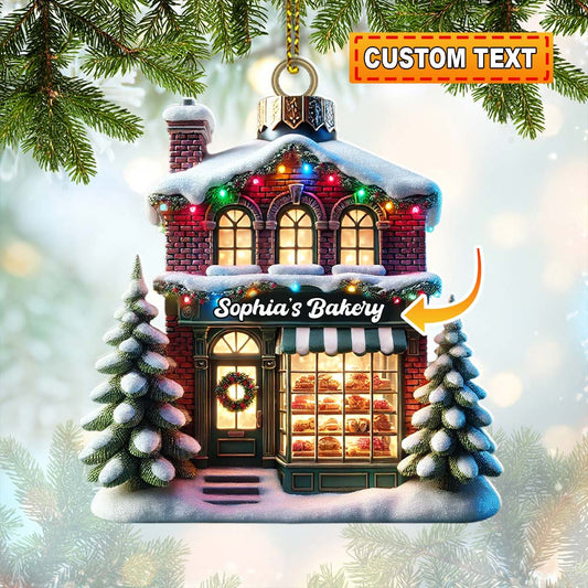 Joycorners Custom Christmas House Ornament, Personalized Ornament 2D Flat LM2211