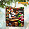 Joycorners Santa And ELF Bar Christmas Ornament, Personalized Ornament 2D Flat LM2211