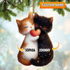 Joycorners Custom Name Couple Cat Ornament, Couple Christmas Gift 2D Flat LM2111