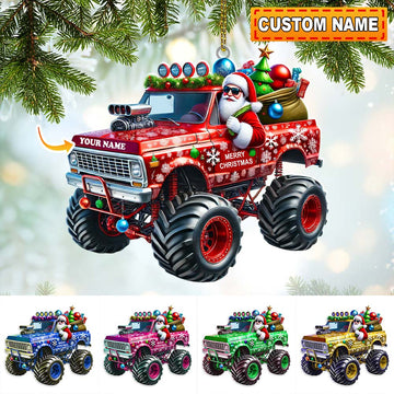 Joycorners Custom Name Santa Truck Ornament, Santa Christmas Gift Decoration3 2D Flat LM2111