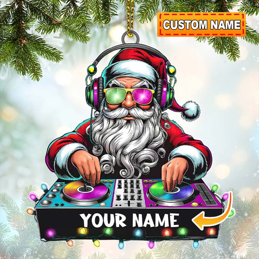 Joycorners DJ Santa Ornament, Personalized Ornament 2D Flat LM2211