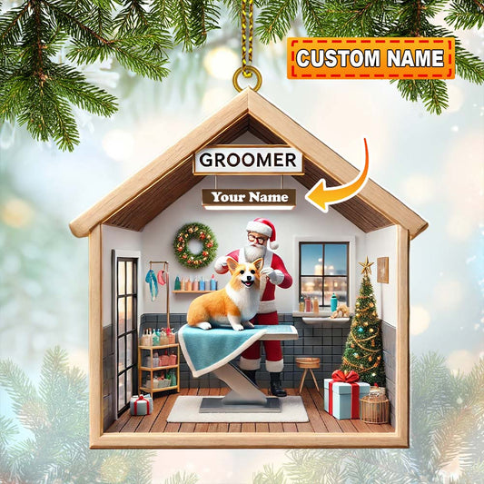 Joycorners Custom Name Groomer Ornament, Christmas Decoration for Pet Shop 2D Flat LM2211