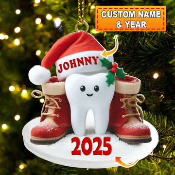 Joycorners Custom Name Dentist Ornament, Dentist Christmas Gift 2D Flat LM2111