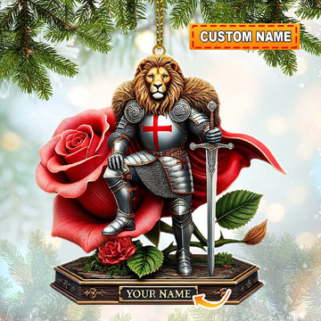 Joycorners Custom Name England Warrior Ornament, England Lover Christmas Gift 2D Flat LM2111