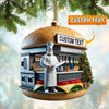 Joycorners Custom Name Hamburger Shop Ornament, Hot Dog Santa Christmas Gift 2D Flat LM2111