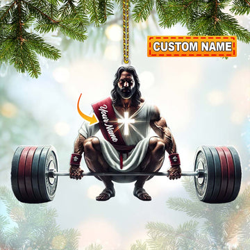 Joycorners Custom Name Jesus Gym Ornament, Gymnastics Christmas Decoration 2D Flat LM2111