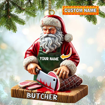 Joycorners Custom Santa Butcher Ornament, Personalized Ornament 2D Flat LM2211
