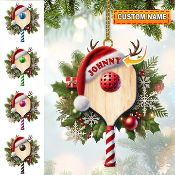Joycorners Custom Name Pickle Ball Ornament, Pickle Ball Christmas Gift 2D Flat LM2111