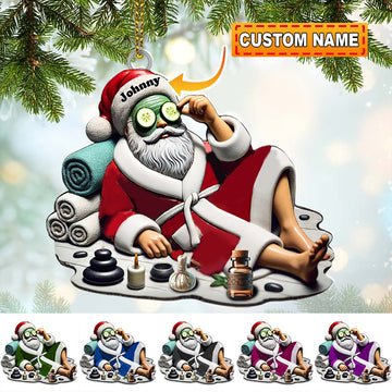 Joycorners Custom Name Santa Spa Ornament, Santa Christmas Gift Decoration 2D Flat LM2111