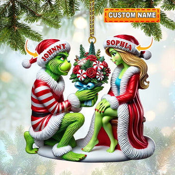 Joycorners Custom Name Couple Ornament, Couple Christmas Gift 2D Flat LM2111