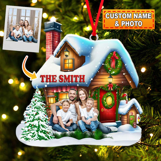 Joycorners Custom Name and Photo Family Ornament, Family Christmas Decoration 2D Flat LM2211