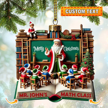Joycorners Custom Name Teacher Ornament, Teacher Christmas Decoration 2D Flat LM2111